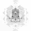 Mantra written in elegant calligraphy with a celestial background tattoo design idea