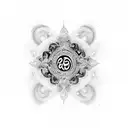 Mantra written in elegant calligraphy with a celestial background tattoo design idea