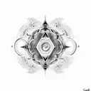 Mantra written in elegant calligraphy with a celestial background tattoo design idea