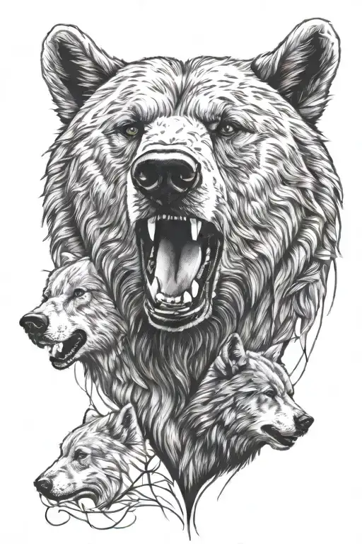 bear and a wolf tattoo design idea