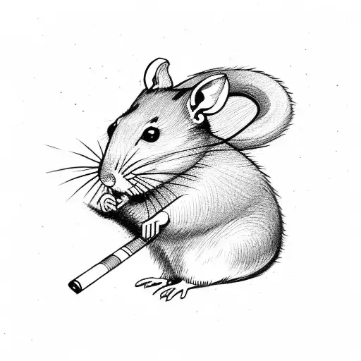 Rat with a cigarette tattoo design idea