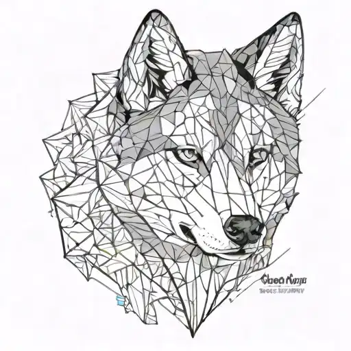 symmetrical siberian husky face morphing tattoo design idea