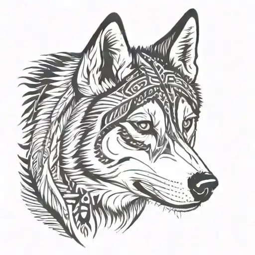 siberian husky face tattoo design idea