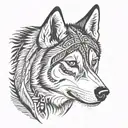 siberian husky face tattoo design idea