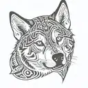 siberian husky face tattoo design idea