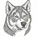 siberian husky face tattoo design idea