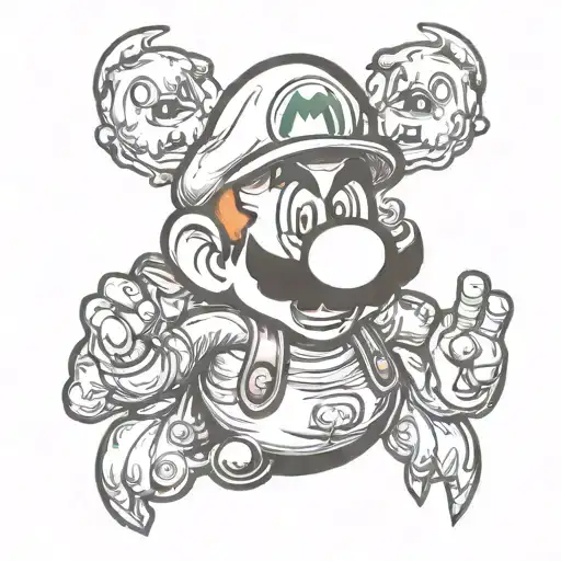 Spooky mario tattoo design idea