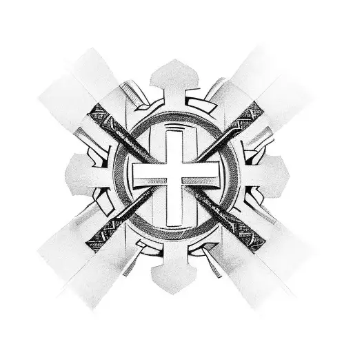 cross with surrender written tattoo design idea