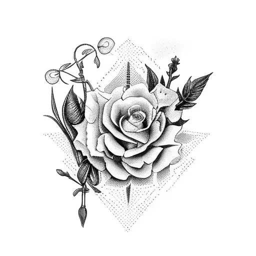 Incorporate the four cardinal virtues (prudence, justice, temperance, and courage) into a baroque-inspired floral arrangement. tattoo design idea