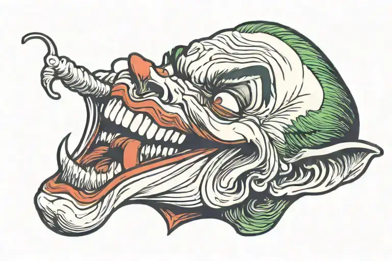 joker smile mouth open tattoo design idea