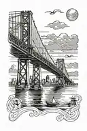 Create a tattoo design featuring the Vincent Thomas Bridge with a subtle nod to the client's favorite sports teams tattoo design idea