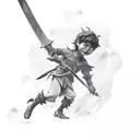 angry peter pan holding a sword tattoo design idea