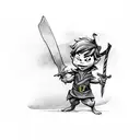 angry peter pan holding a sword tattoo design idea