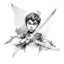 angry peter pan holding a sword tattoo design idea