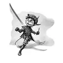 angry peter pan holding a sword tattoo design idea