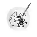 angry peter pan holding a sword tattoo design idea