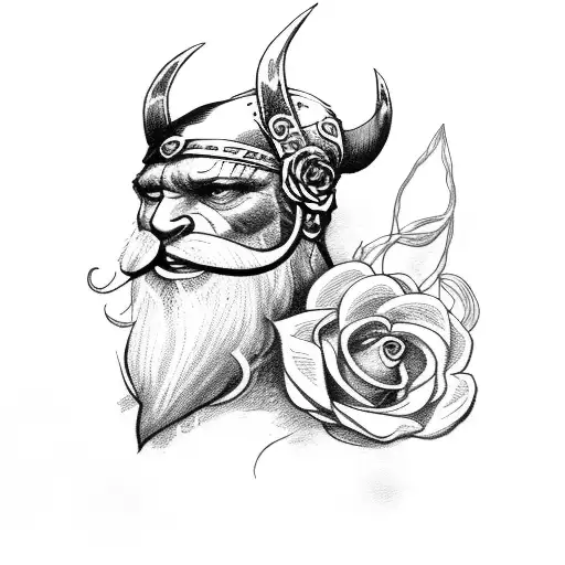 Viking with roses tattoo design idea