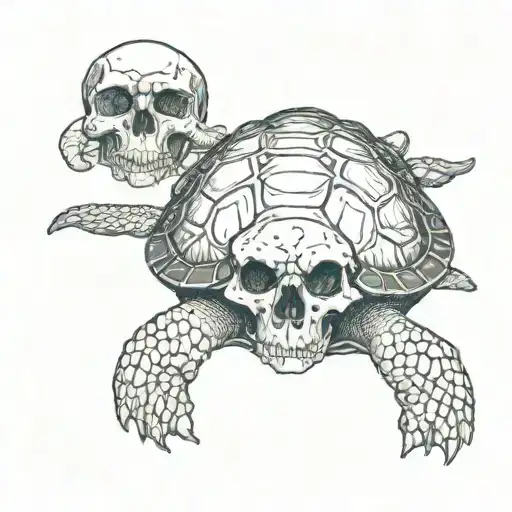 Turtle and Skull tattoo design idea