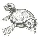 Turtle and Skull tattoo design idea