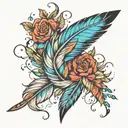 feathers falling tattoo design idea