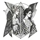 angel and devil tattoo design idea