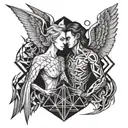 angel and devil tattoo design idea