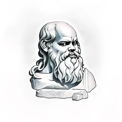 Socrates with quote tattoo design idea