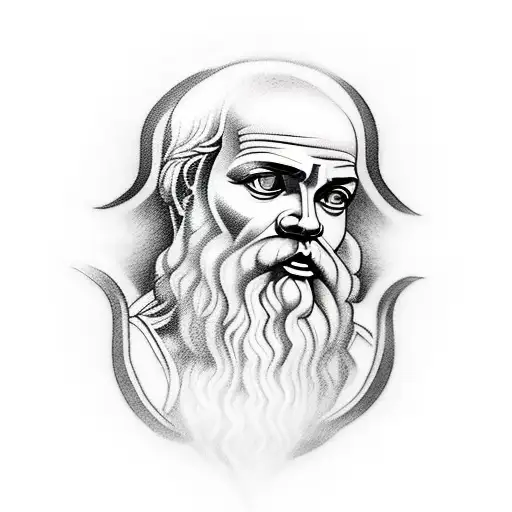 Socrates with quote tattoo design idea
