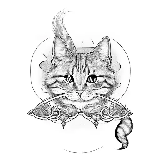 A magical cat casting a love spell tattoo design idea