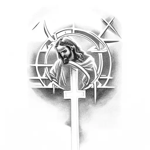 jesus cross with details tattoo design idea