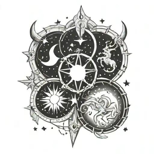 Star constellations for Taurus, Cancer and Scorpio tattoo design idea