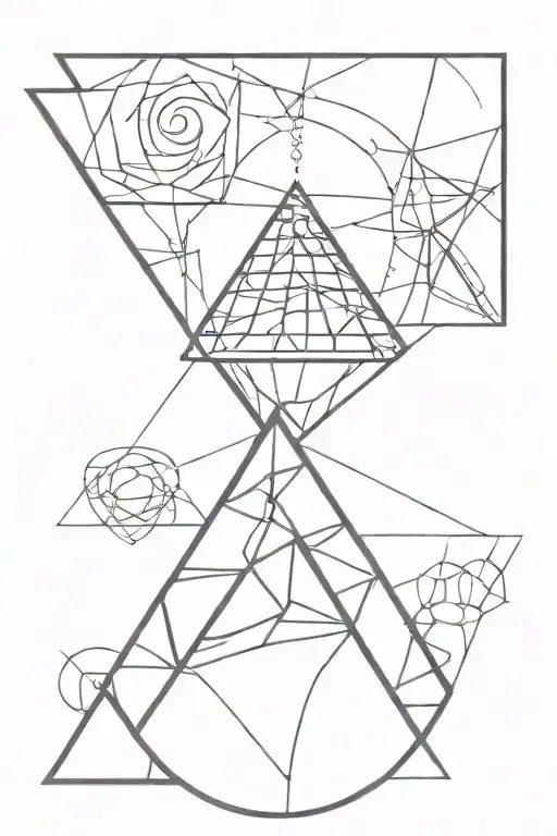 minimalist Epcot triangles design featuring figment in black and white tattoo design idea