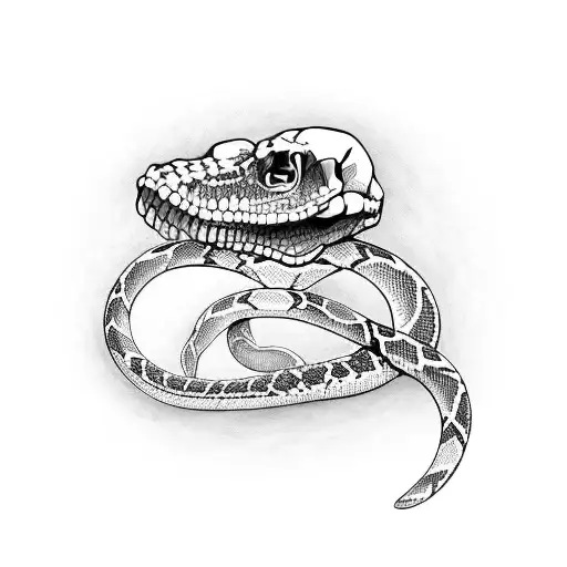 skeletal snake tattoo design idea