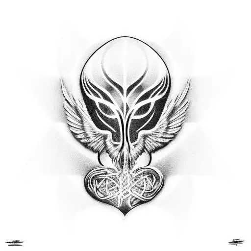 cyber sigilism around in utero angel tattoo design idea
