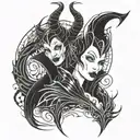 maleficent protecting a younger version tattoo design idea