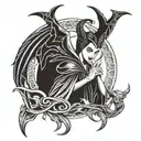 maleficent protecting a younger version tattoo design idea