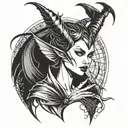 maleficent protecting a younger version tattoo design idea