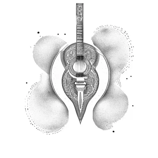 Horseshoe and a guitar tattoo design idea