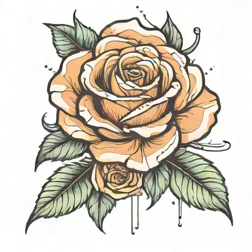 futuristic rose lineal draw tattoo design idea
