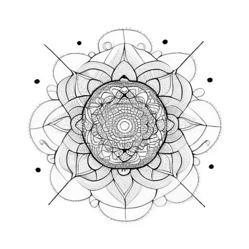 Mandala with one long side tattoo design idea