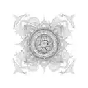 Mandala with one long side tattoo design idea