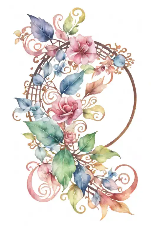 musical circle of fifth leaf in chains tattoo design idea