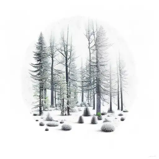 Forest farm elements scattered throughout the design tattoo design idea