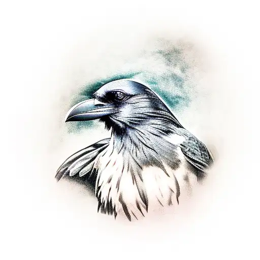 raven perched on a wrench tattoo design idea