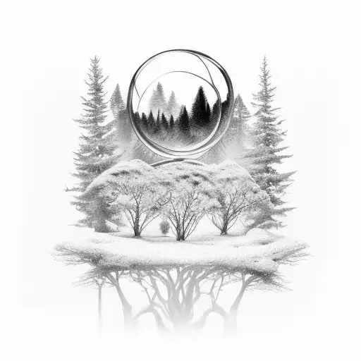 Forest farm elements scattered throughout the design tattoo design idea