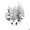 forest with hidden mechanical farm elements scattered throughout the design tattoo design idea