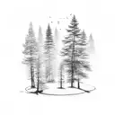 Forest farm elements scattered throughout the design tattoo design idea