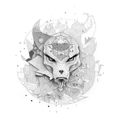 patchwork underworld tattoo design idea