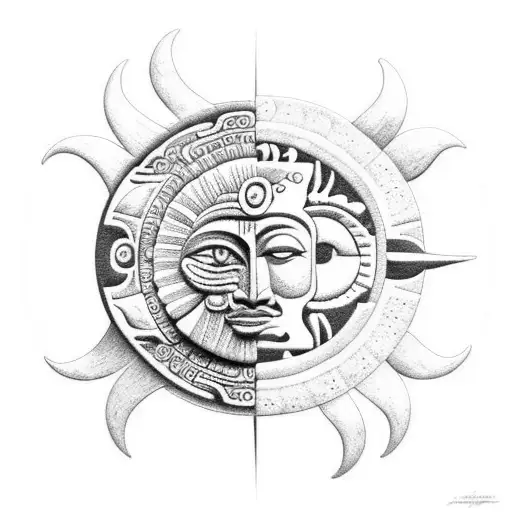 Ancient totem. Panther, tiger, owl and mayan sun. Mayan and Aztec style.  Wild animals art. Tattoo and t-shirt design. Mexican mesoamerican monolith  Stock Vector | Adobe Stock