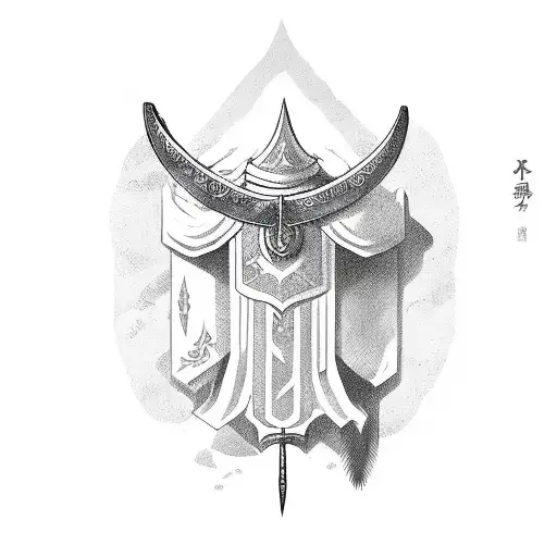 Long Sword with latin quote tattoo design idea